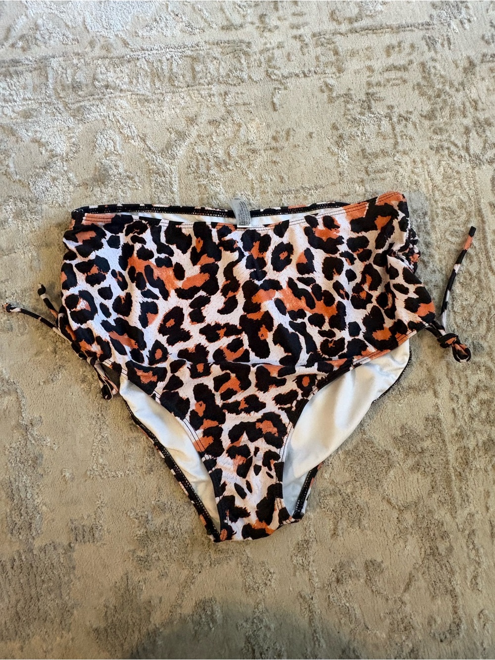 Leopard Print High Waist Bikini Bottoms - Orange, Black, White NWOT